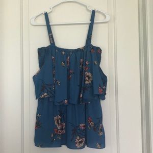 Eyeshadow - blue print off the shoulder top - M